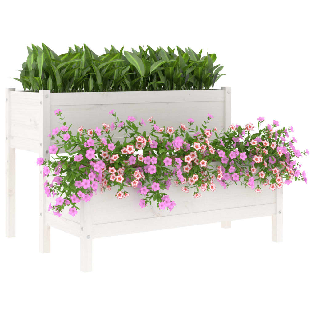 vidaXL Planter White 110x84x75 cm Solid Wood Pine