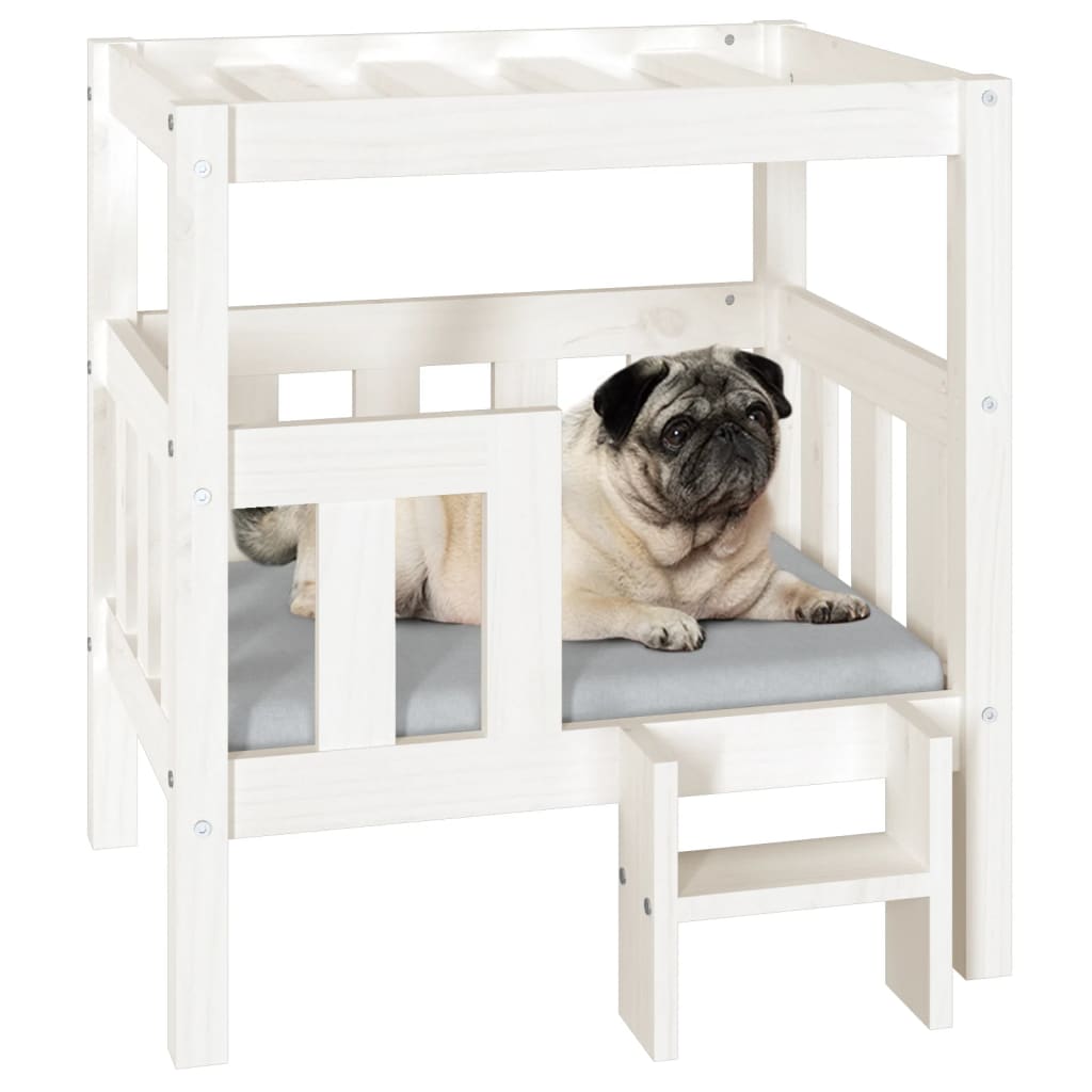 vidaXL Dog Bed White 65.5x43x70 cm Solid Wood Pine