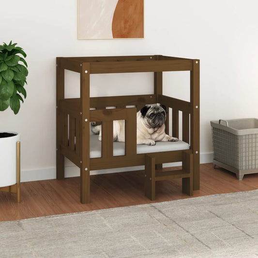vidaXL Dog Bed Honey Brown 65.5x43x70 cm Solid Wood Pine