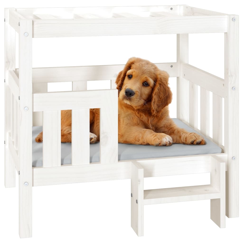 vidaXL Dog Bed White 75.5x63.5x70 cm Solid Wood Pine