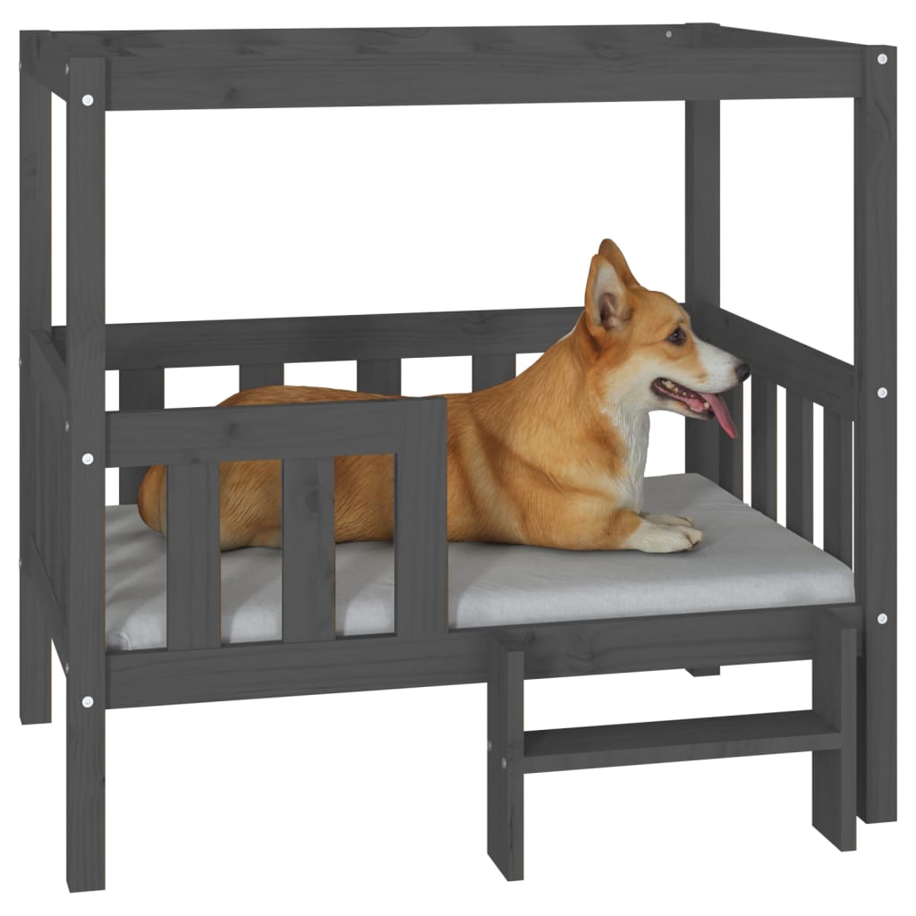 vidaXL Dog Bed Grey 95.5x73.5x90 cm Solid Wood Pine