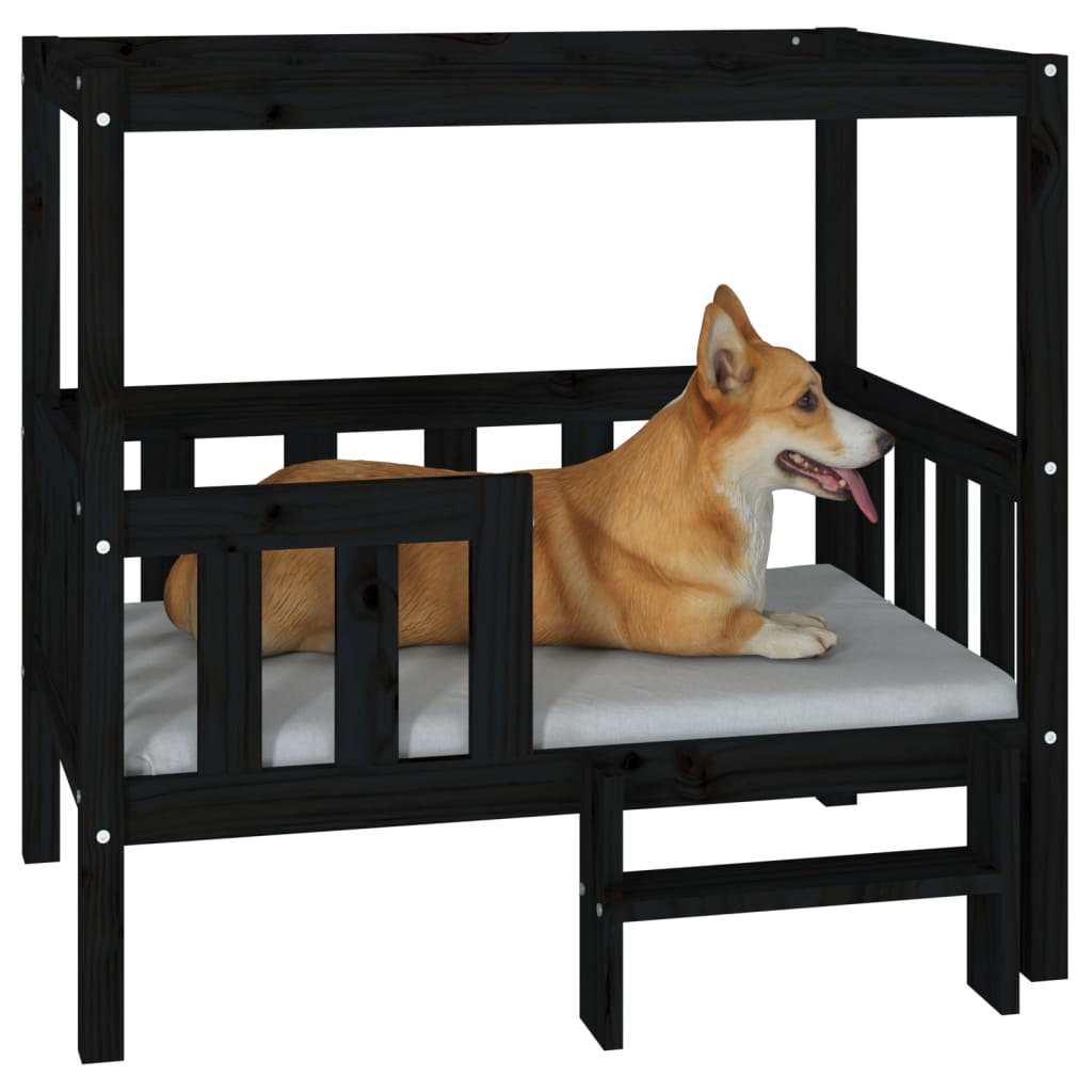 vidaXL Dog Bed Black 95.5x73.5x90 cm Solid Wood Pine