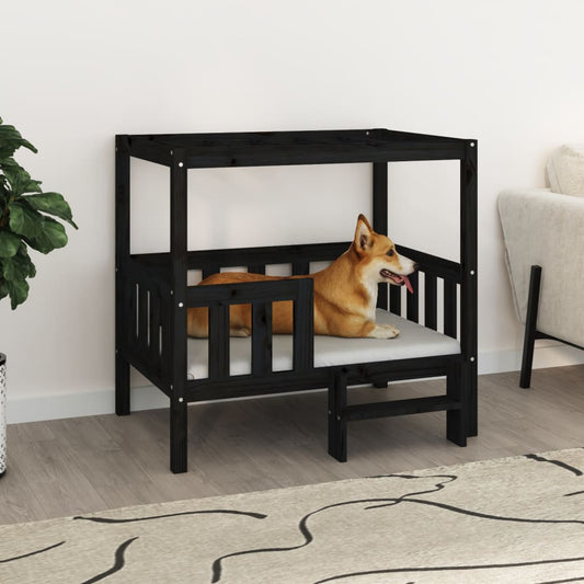 vidaXL Dog Bed Black 95.5x73.5x90 cm Solid Wood Pine