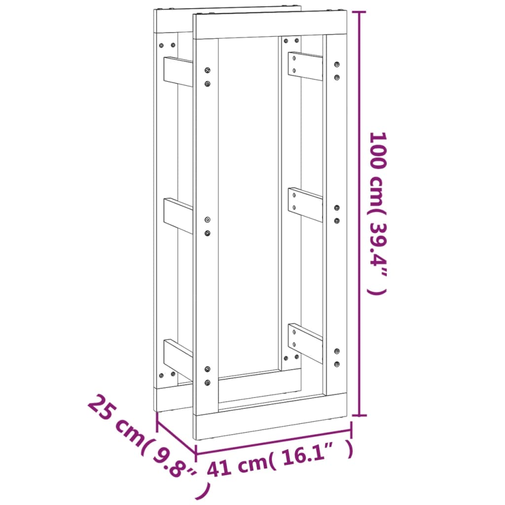 vidaXL Firewood Rack White 41x25x100 cm Solid Wood Pine