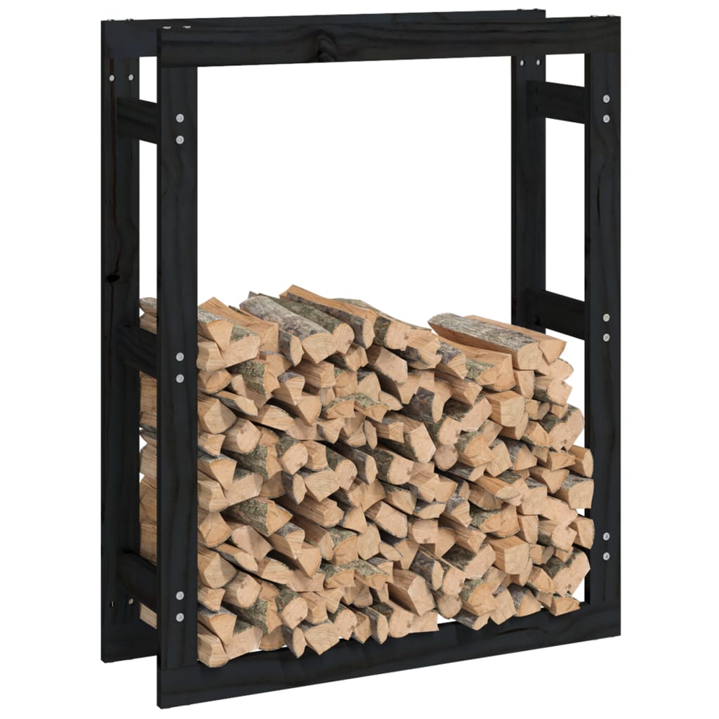 vidaXL Firewood Rack Black 80x25x100 cm Solid Wood Pine