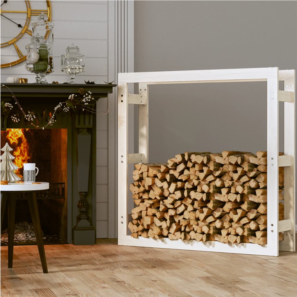 Brandhoutrek wit 100x25x100 cm massief grenenhout