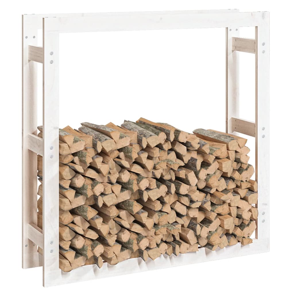 vidaXL Firewood Rack White 100x25x100 cm Solid Wood Pine