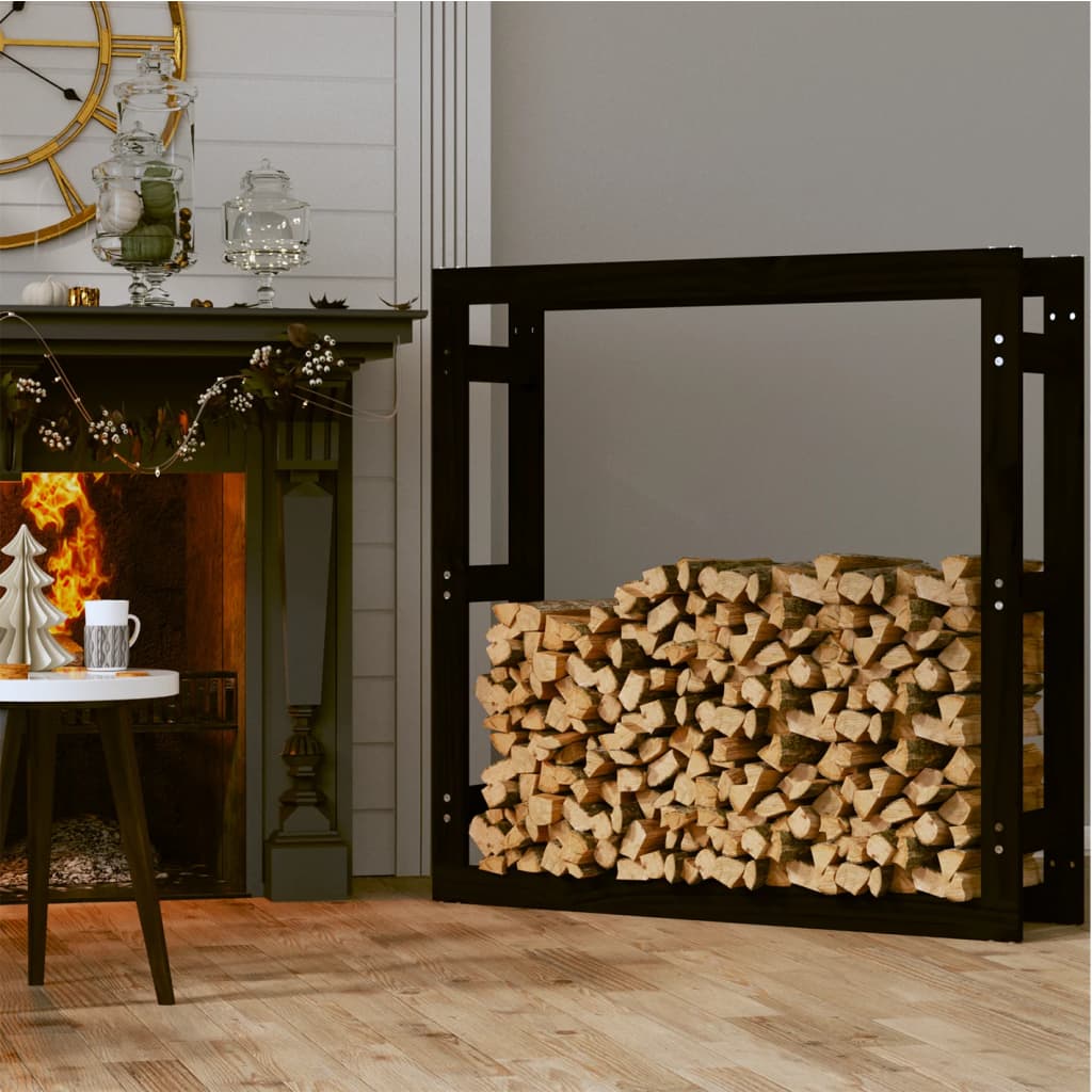 Brandhoutrek zwart 100x25x100 cm massief grenenhout