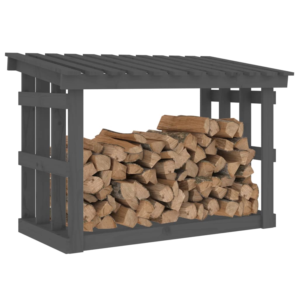 vidaXL Firewood Rack Grey 108x64.5x77 cm Solid Wood Pine