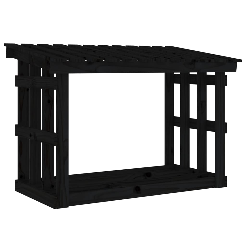 vidaXL Firewood Rack Black 108x64.5x77 cm Solid Wood Pine