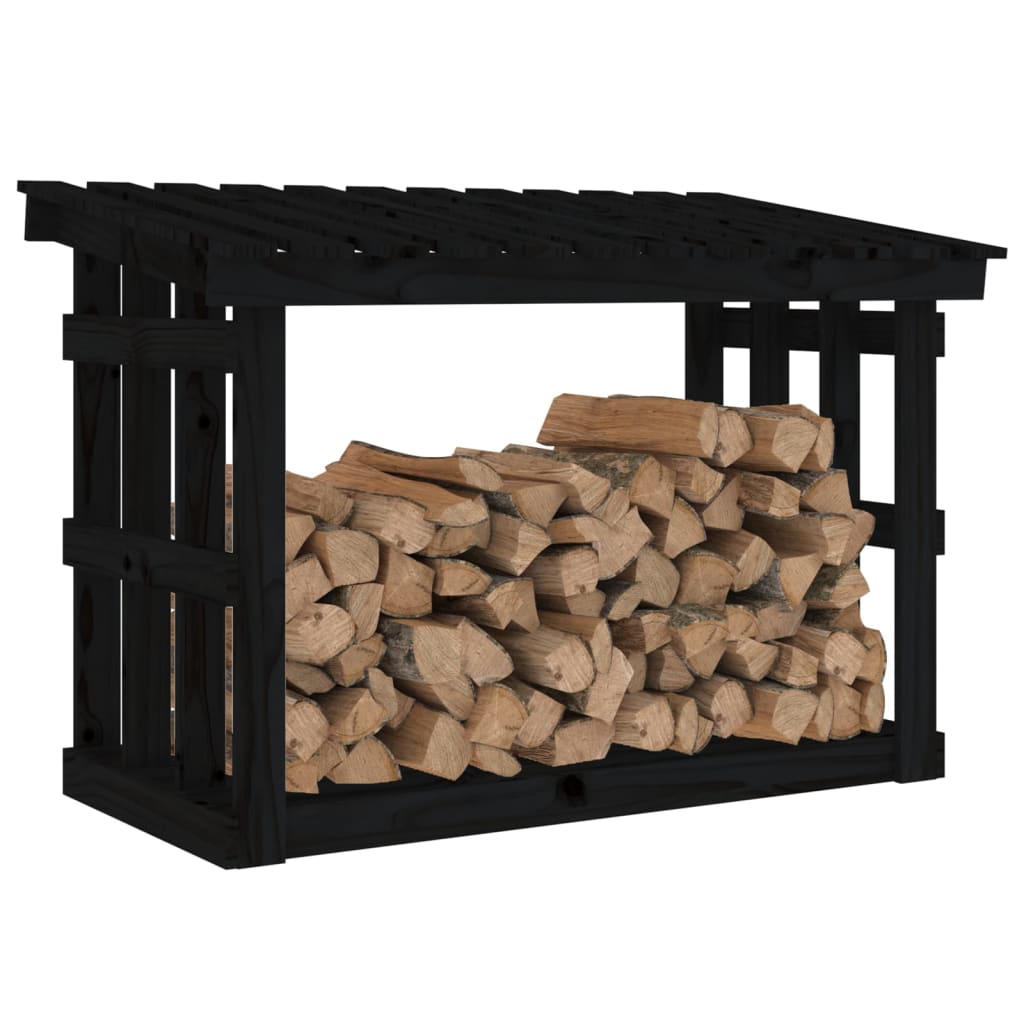 vidaXL Firewood Rack Black 108x64.5x77 cm Solid Wood Pine