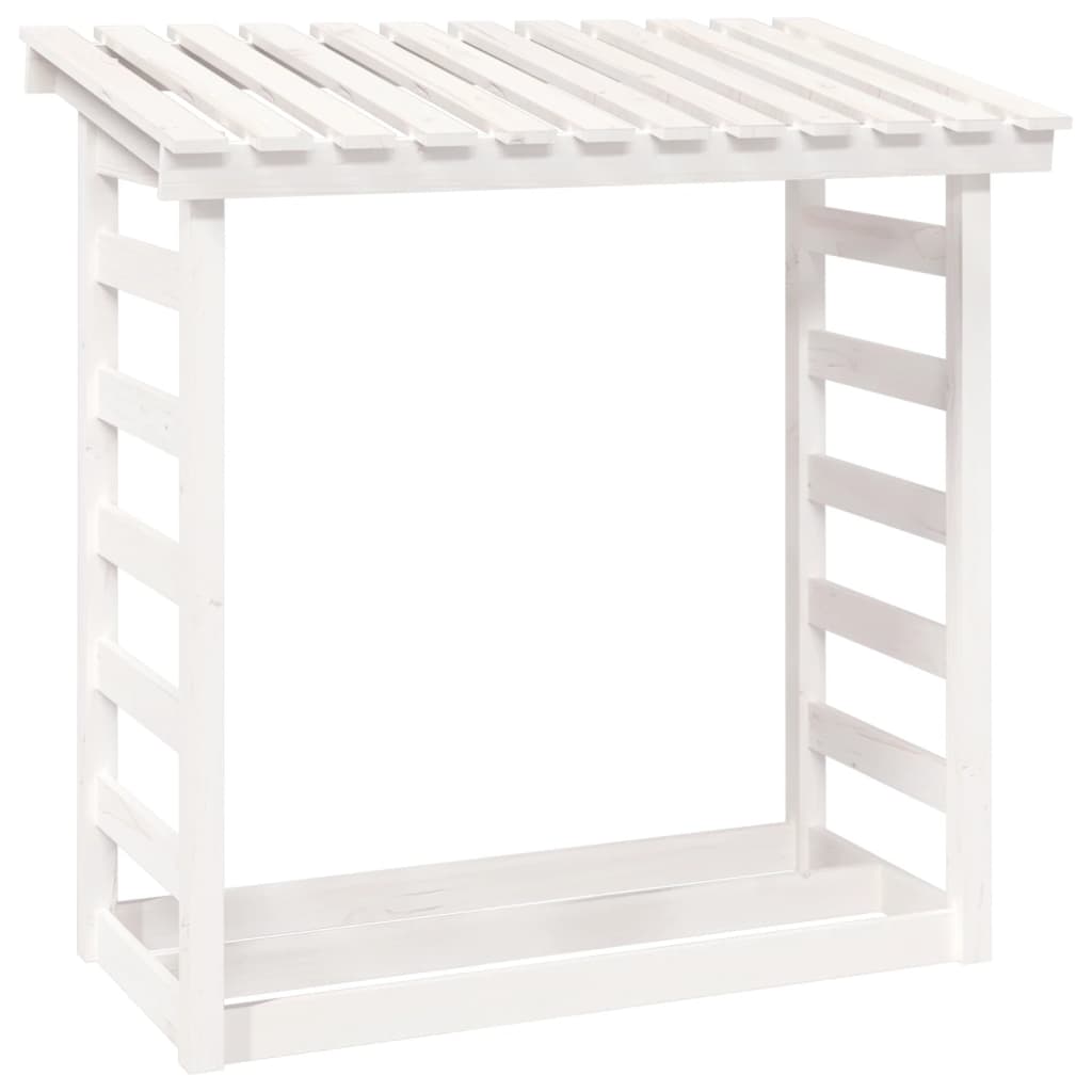 vidaXL Firewood Rack White 108x64.5x110 cm Solid Wood Pine