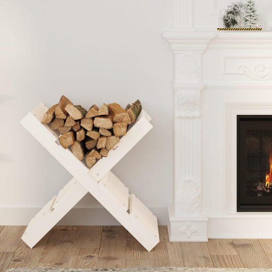 vidaXL Log Holder White 47x39.5x48 cm Solid Wood Pine