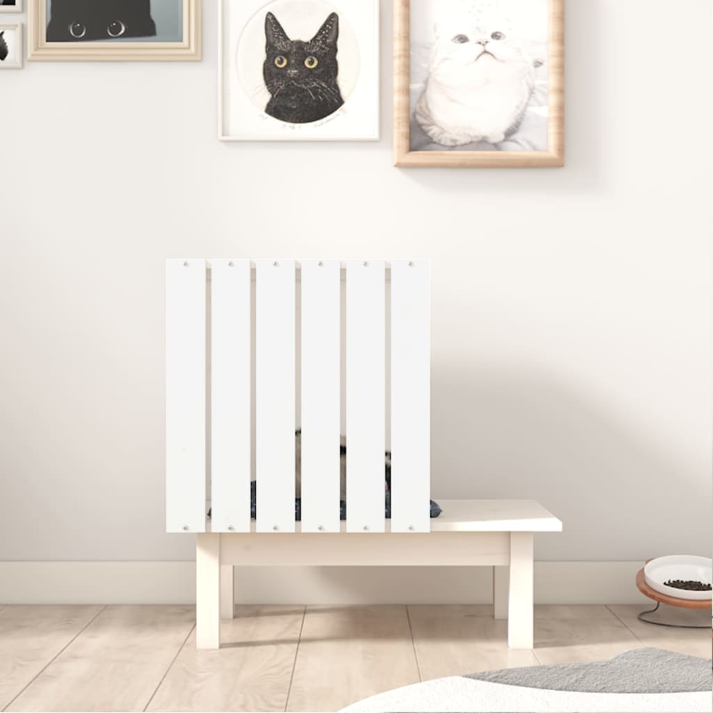 Niche pour Chat Blanc 60x36x60 cm Bois Massif Pin