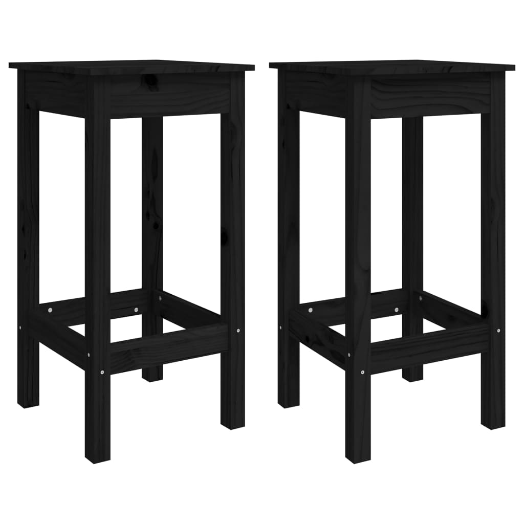 vidaXL 3 Piece Bar Set Black Solid Wood Pine