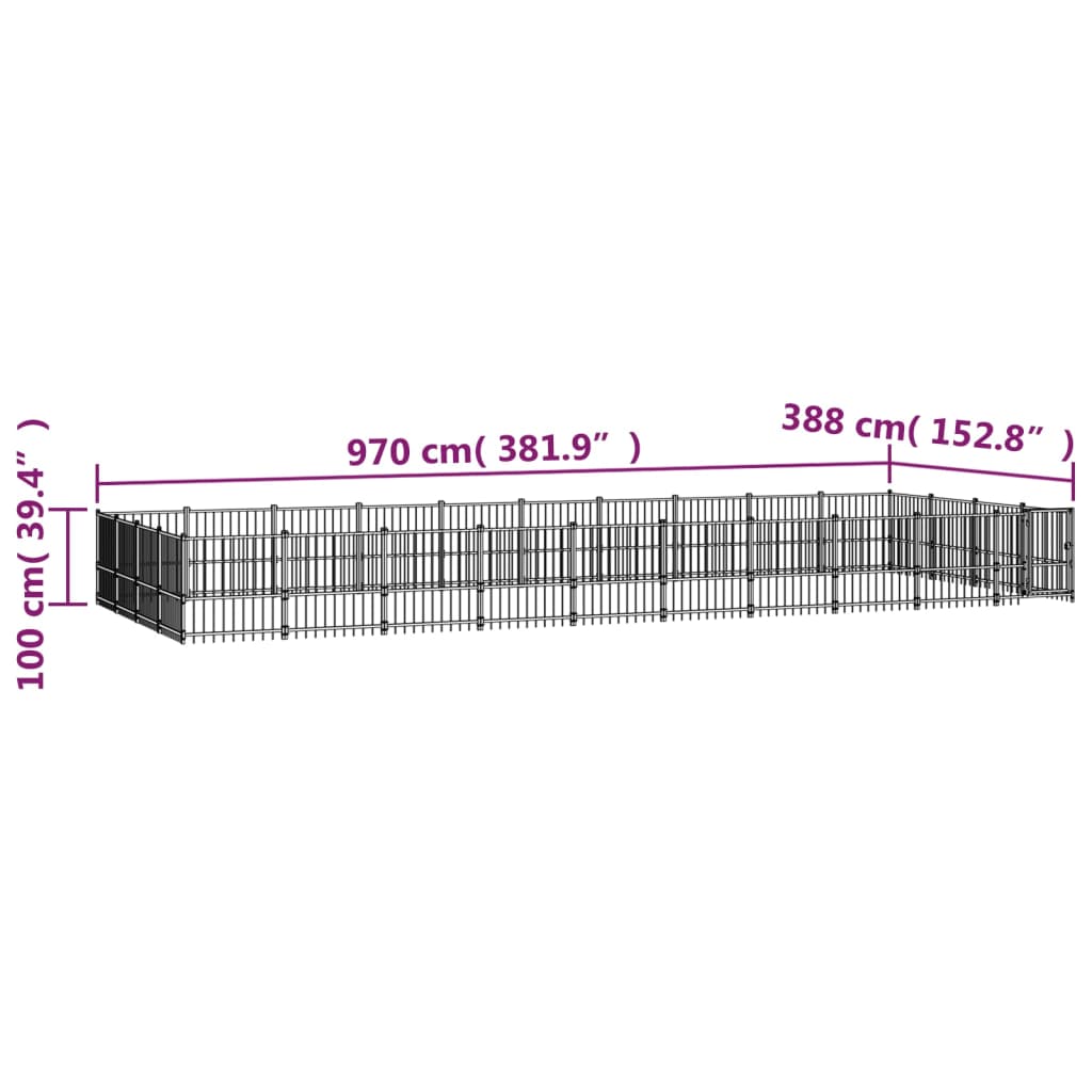 Niche extérieure pour chien Acier 37,64 m²