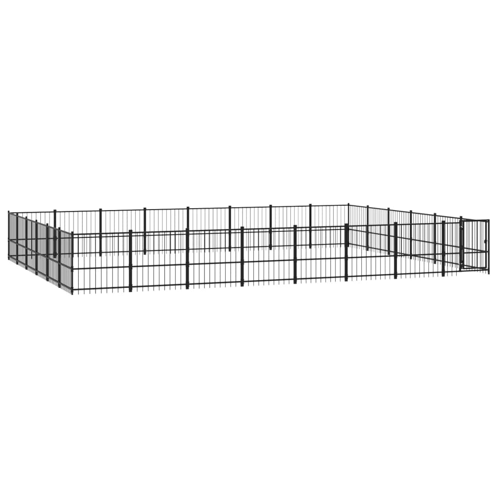 vidaXL Outdoor Dog Kennel Steel 45.16 m²