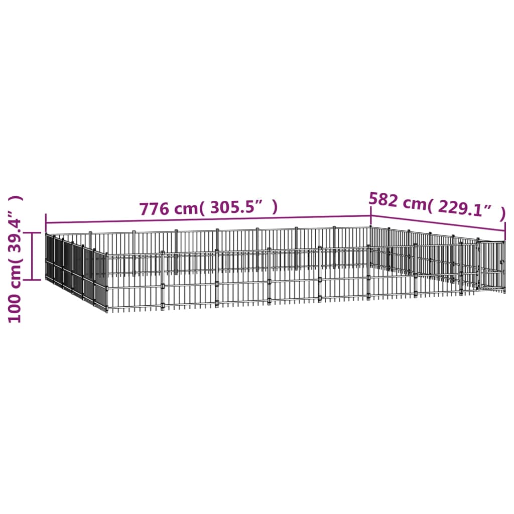 Niche extérieure pour chien Acier 45,16 m²