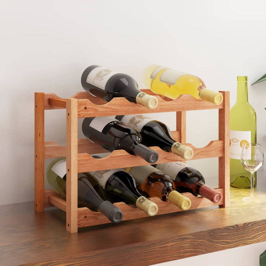 vidaXL Wine Rack for 12 Bottles Solid Wood Walnut