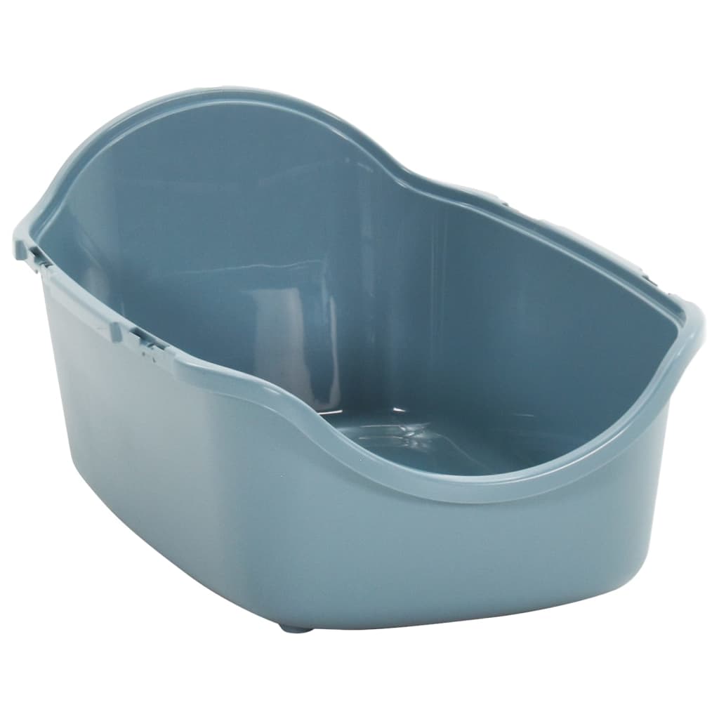 vidaXL Cat Litter Tray with Cover White and Blue 56x40x40 cm PP