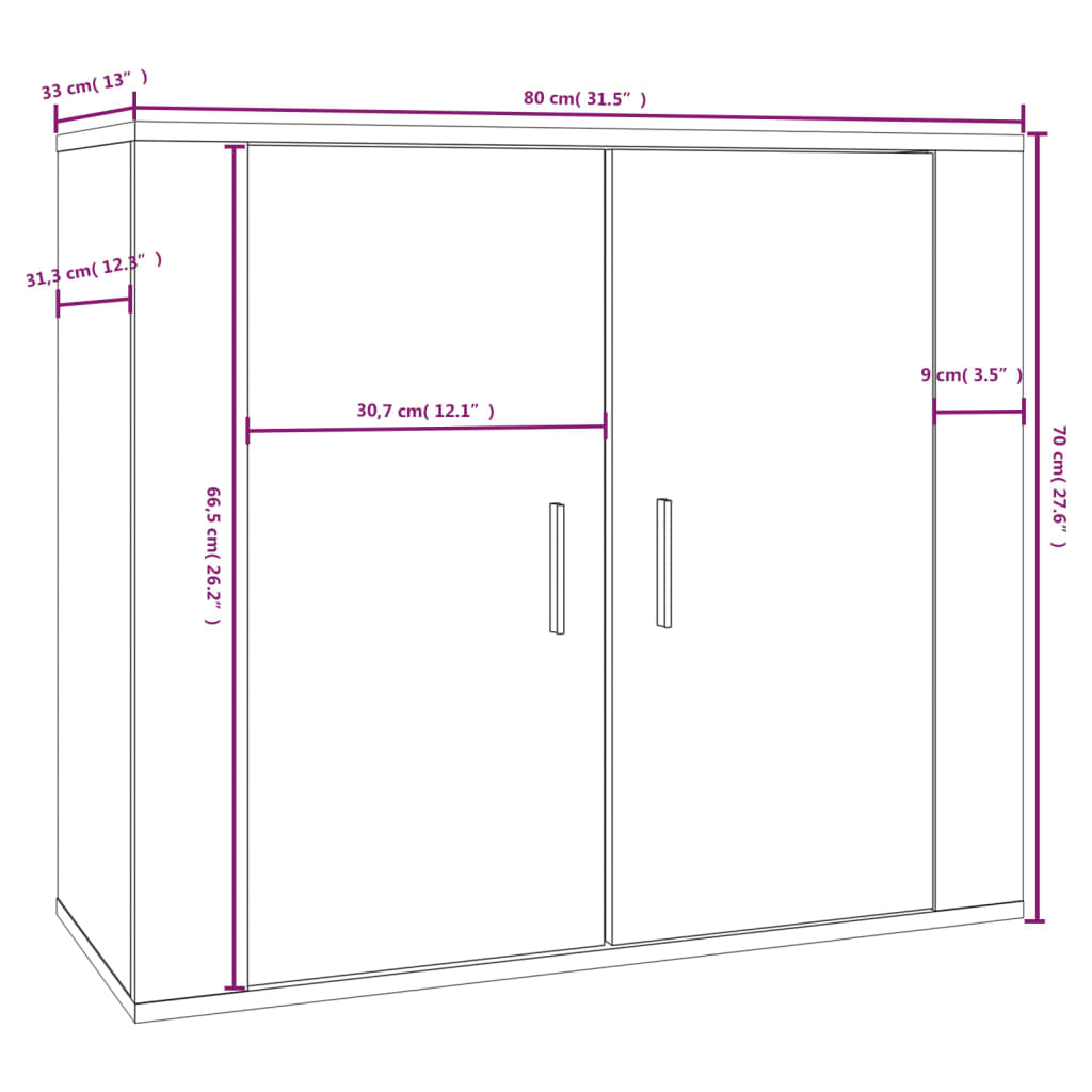 Dressoir Wit 80x33x70 cm Engineered Wood