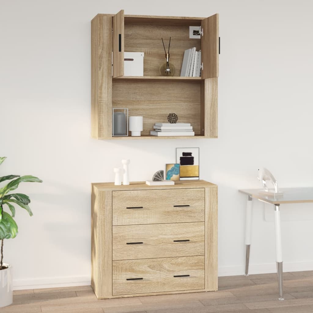 vidaXL Wall Cabinet Sonoma Oak 80x33x80 cm Engineered Wood