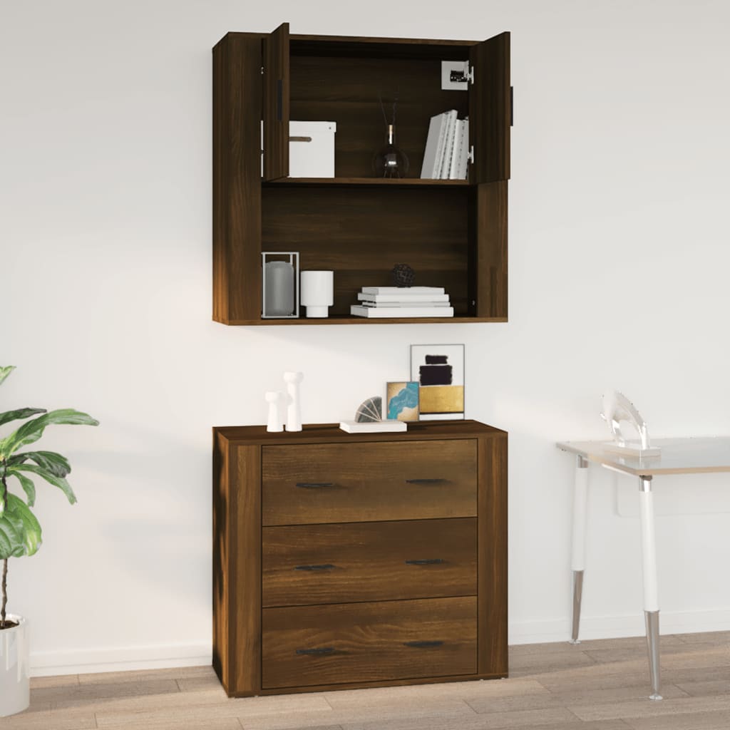 vidaXL Wall Cabinet Brown Oak 80x33x80 cm Engineered Wood