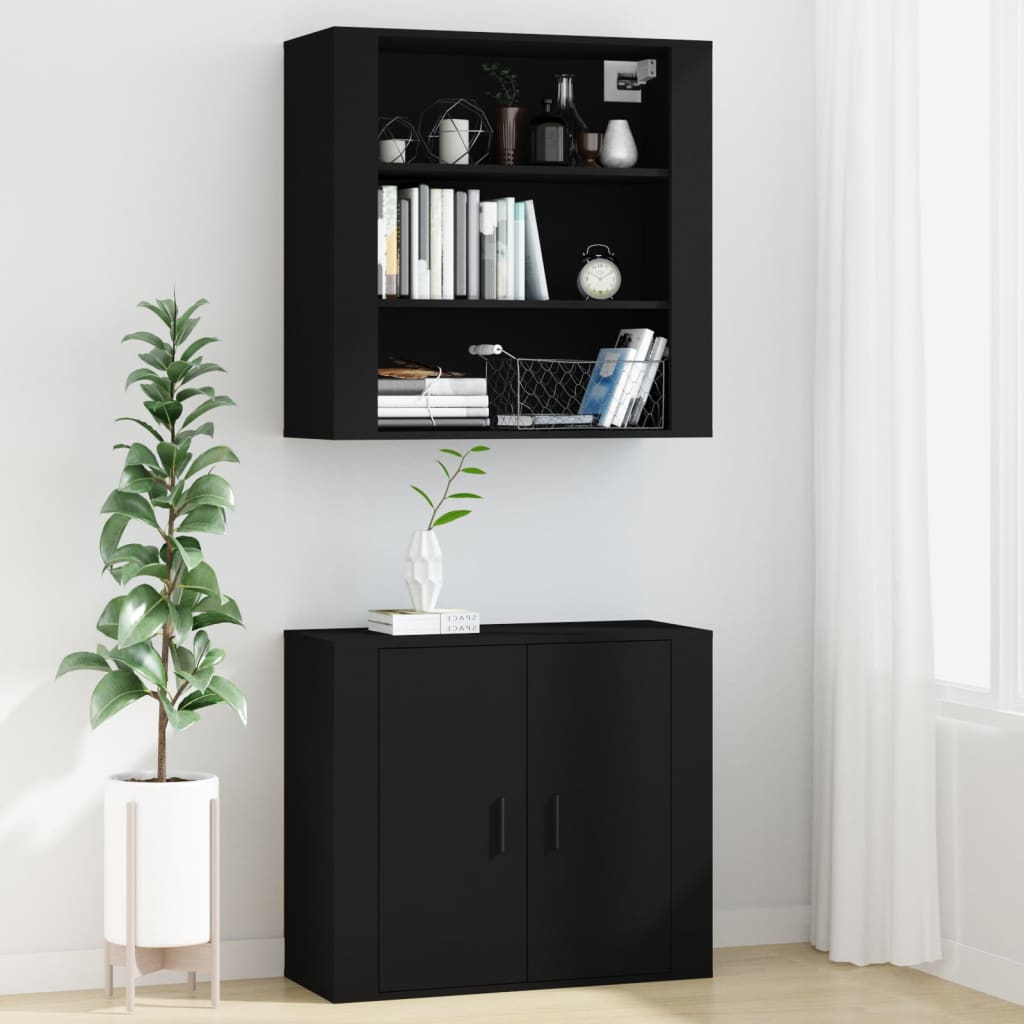 vidaXL Wall Cabinet Black 80x33x80 cm Engineered Wood