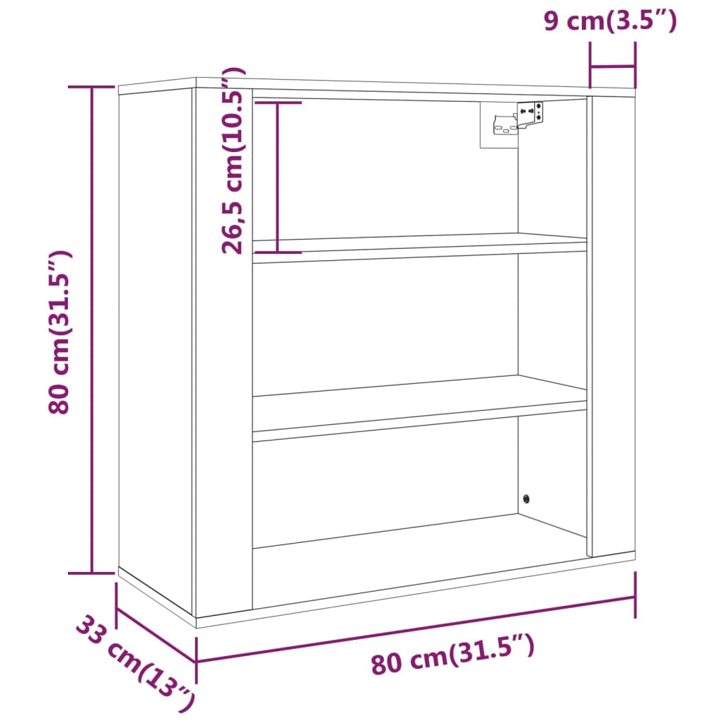 Armoire murale Noir 80x33x80 cm Bois d'ingénierie