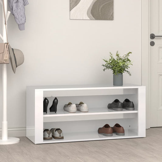 vidaXL Shoe Rack High Gloss White 100x35x45 cm Engineered Wood