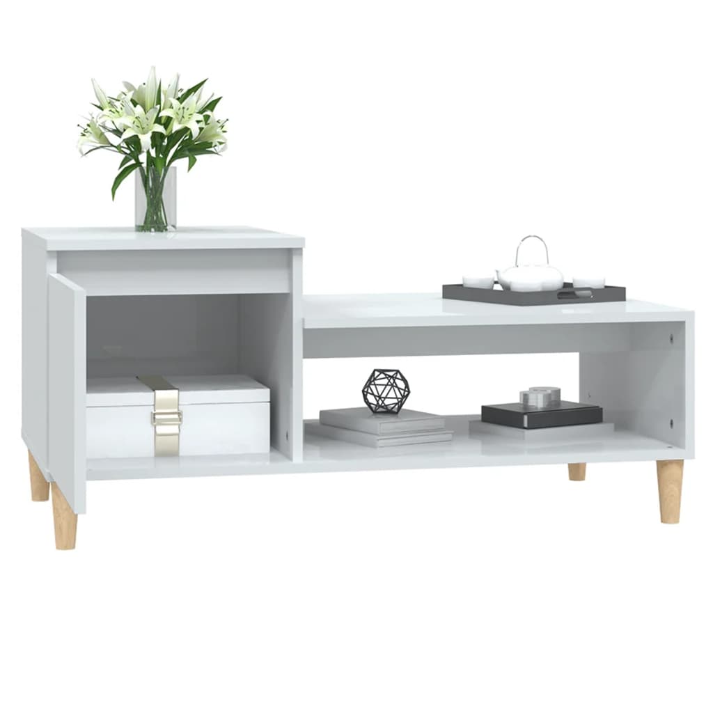 vidaXL Coffee Table High Gloss White 100x50x45 cm Engineered Wood