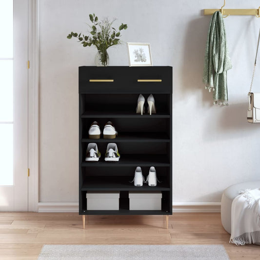 vidaXL Shoe Cabinet Black 60x35x105 cm Engineered Wood