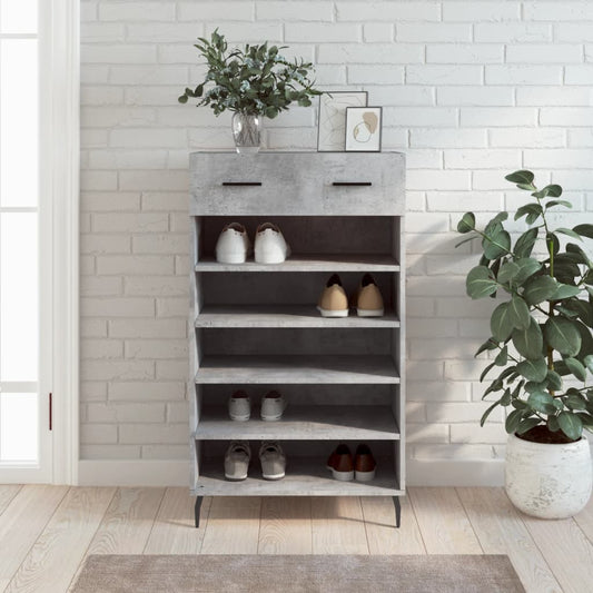 vidaXL Shoe Cabinet Concrete Grey 60x35x105 cm Engineered Wood