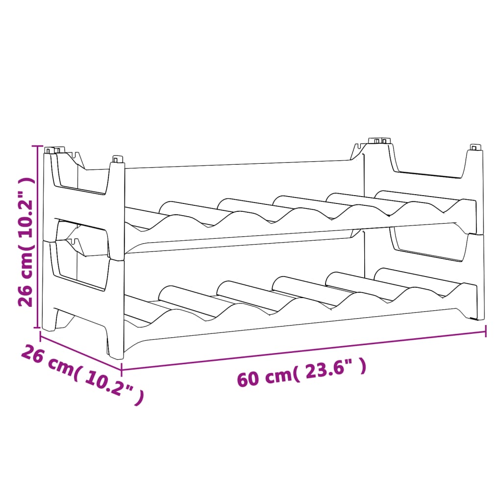 vidaXL Wine Rack for 12 Bottles PP Stackable