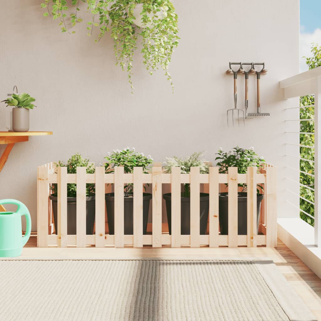 vidaXL Garden Raised Bed with Fence Design 150x50x50 cm Solid Wood Pine