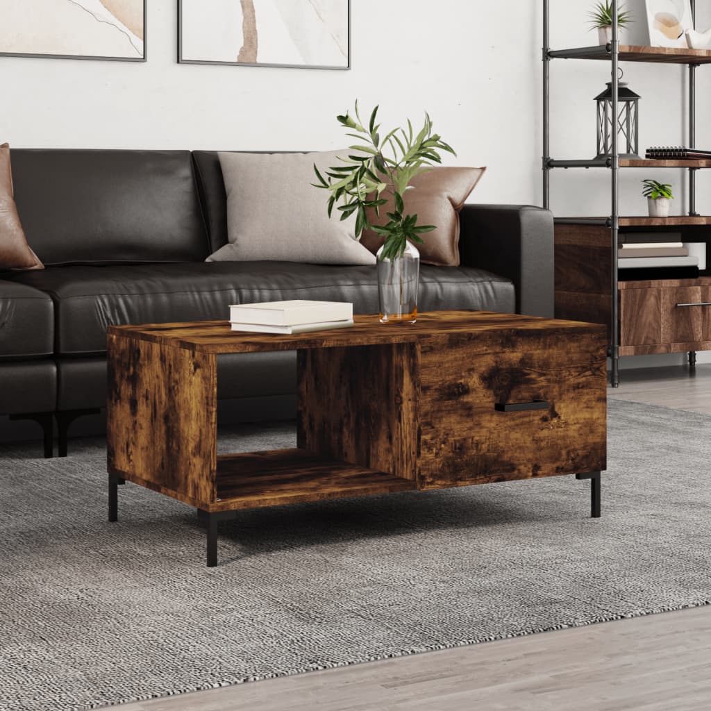 vidaXL Coffee Table Smoked Oak 90x50x40 cm Engineered Wood