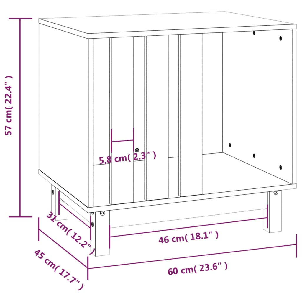 vidaXL Dog House White 60x45x57 cm Solid Wood Pine