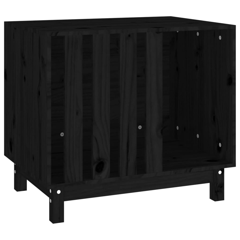 Niche pour Chien Noir 70x50x62 cm Bois Massif Pin