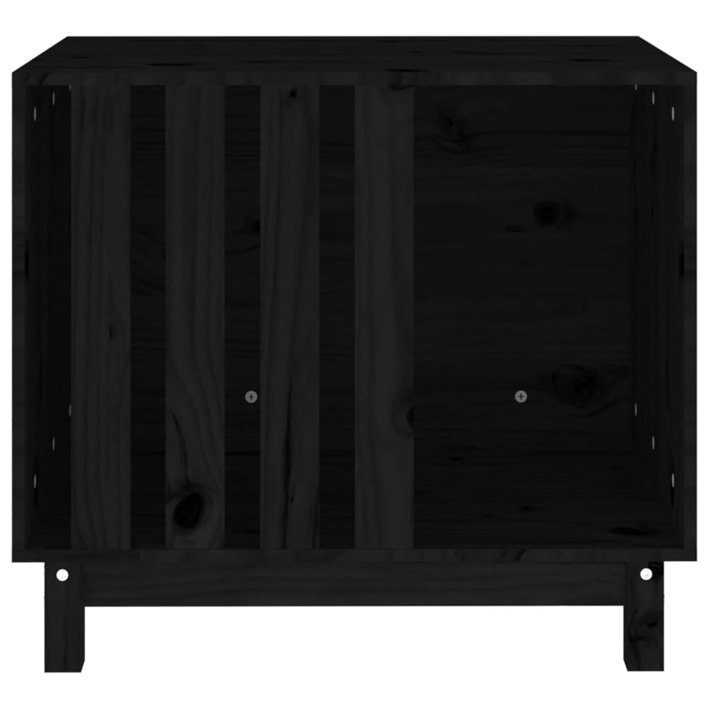 Niche pour Chien Noir 70x50x62 cm Bois Massif Pin