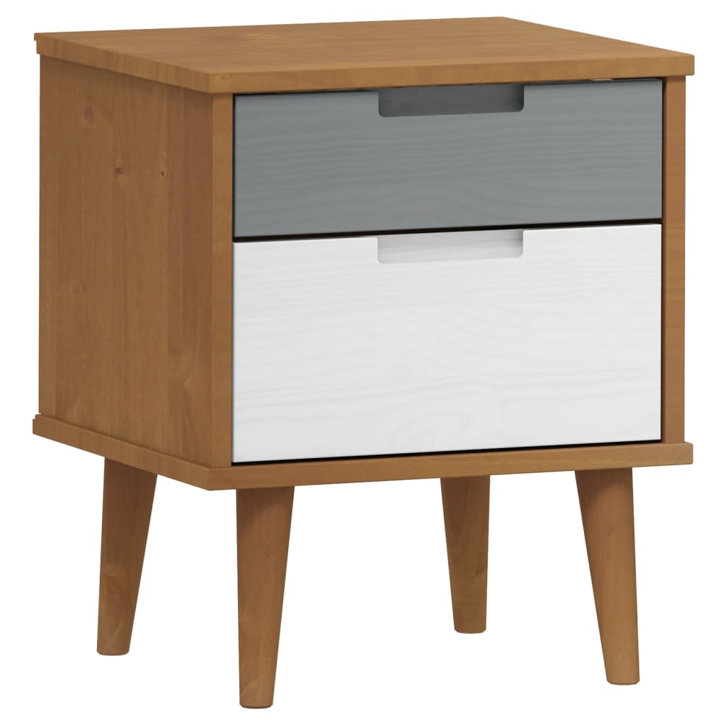 vidaXL Bedside Cabinet MOLDE Brown 40x35x48 cm Solid Wood Pine