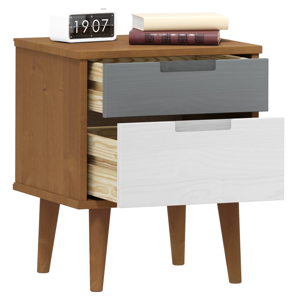 vidaXL Bedside Cabinet MOLDE Brown 40x35x48 cm Solid Wood Pine