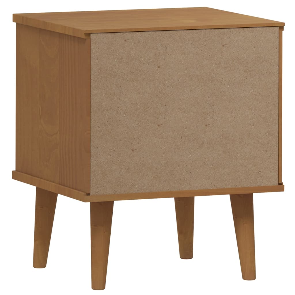 Table de Chevet MOLDE Marron 40x35x48 cm Bois Massif Pin