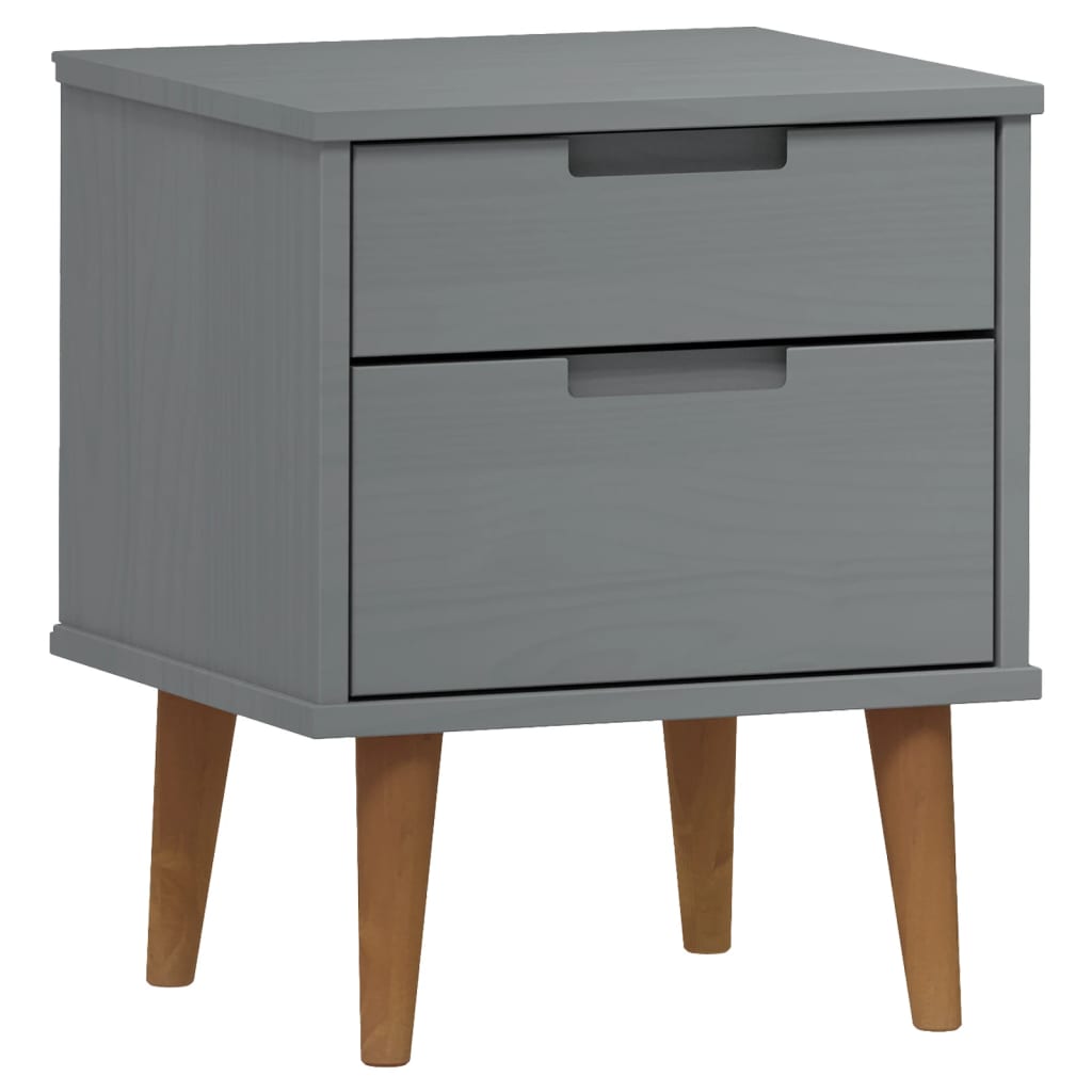 Table de Chevet MOLDE Gris 40x35x48 cm Bois Massif Pin