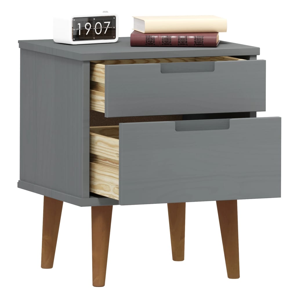 vidaXL Bedside Cabinet MOLDE Grey 40x35x48 cm Solid Wood Pine