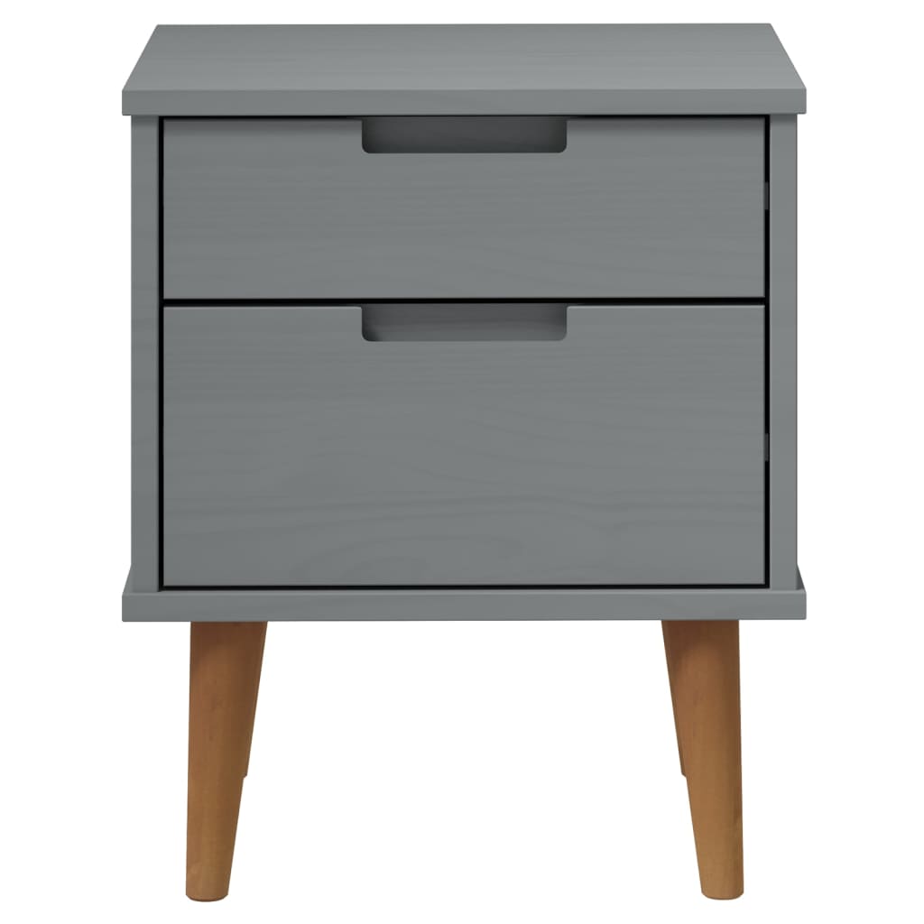 vidaXL Bedside Cabinet MOLDE Grey 40x35x48 cm Solid Wood Pine