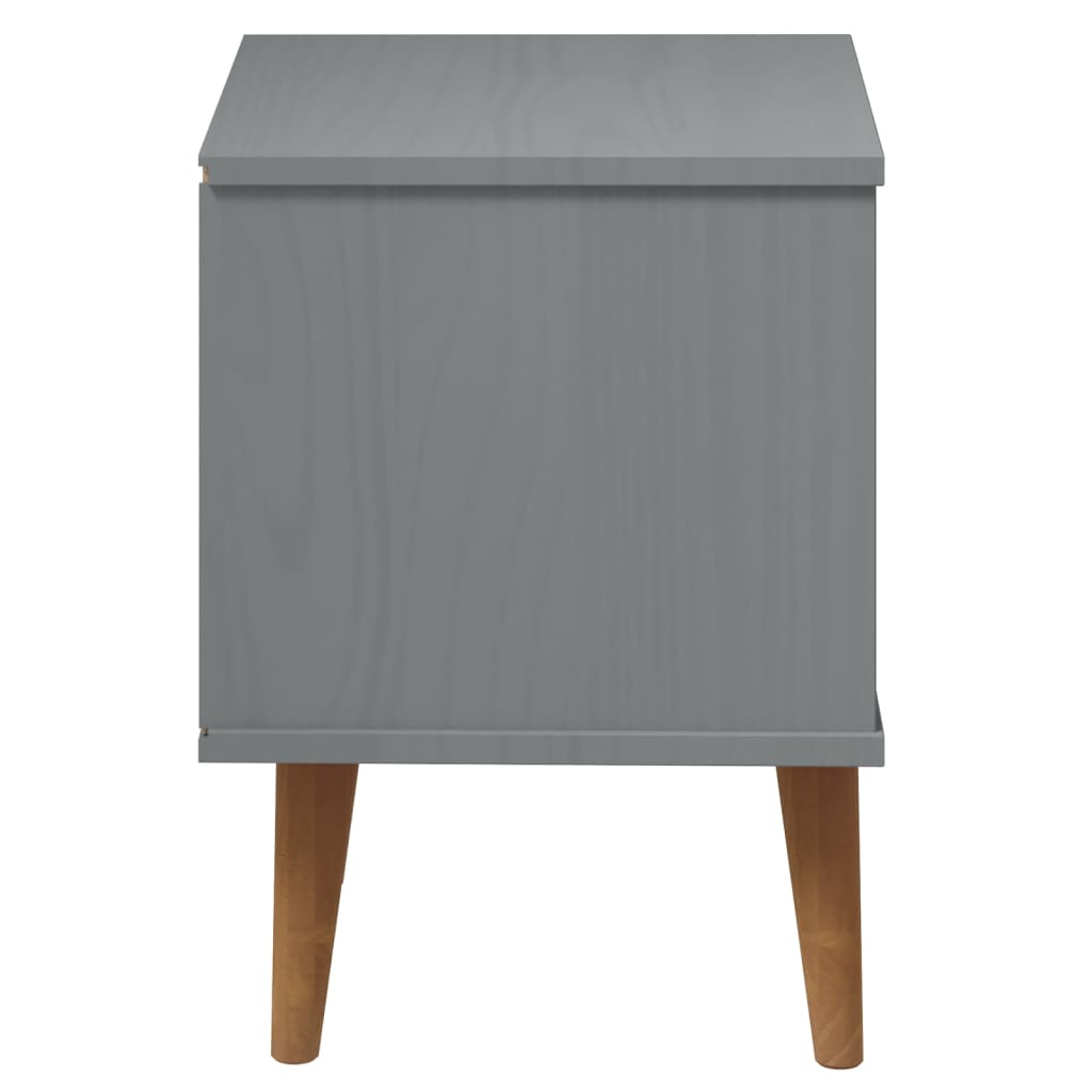 Table de Chevet MOLDE Gris 40x35x48 cm Bois Massif Pin