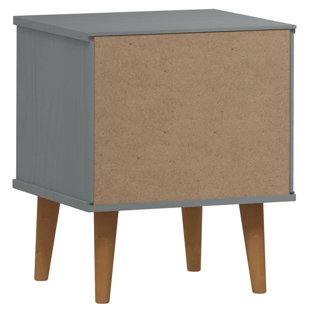 Table de Chevet MOLDE Gris 40x35x48 cm Bois Massif Pin