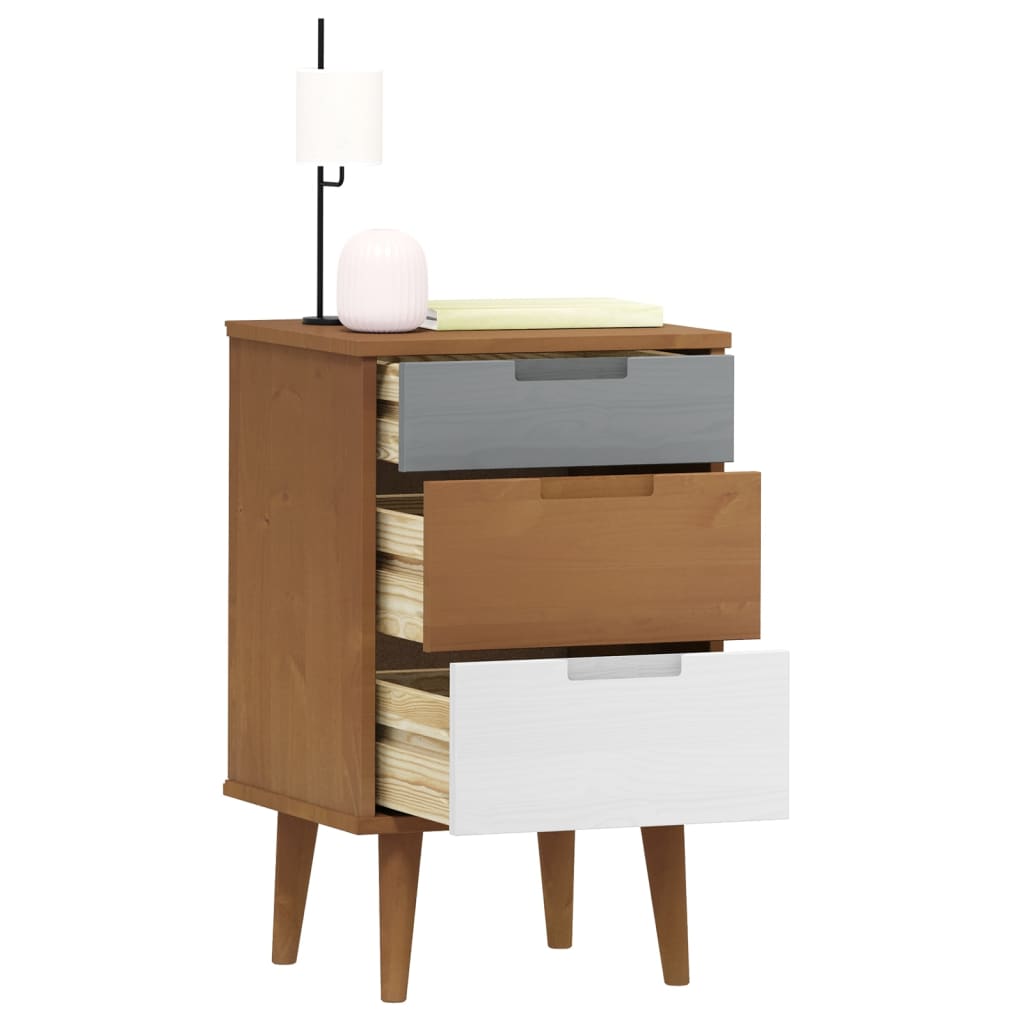 vidaXL Bedside Cabinet MOLDE Brown 40x35x65 cm Solid Wood Pine