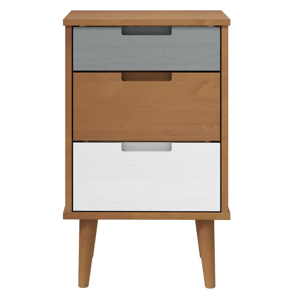 vidaXL Bedside Cabinet MOLDE Brown 40x35x65 cm Solid Wood Pine