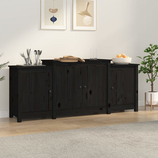 vidaXL Sideboard Black 164x37x68 cm Solid Wood Pine